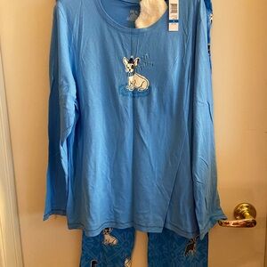 Azur Blue Hue Dog Print 3 pc Pajama Set